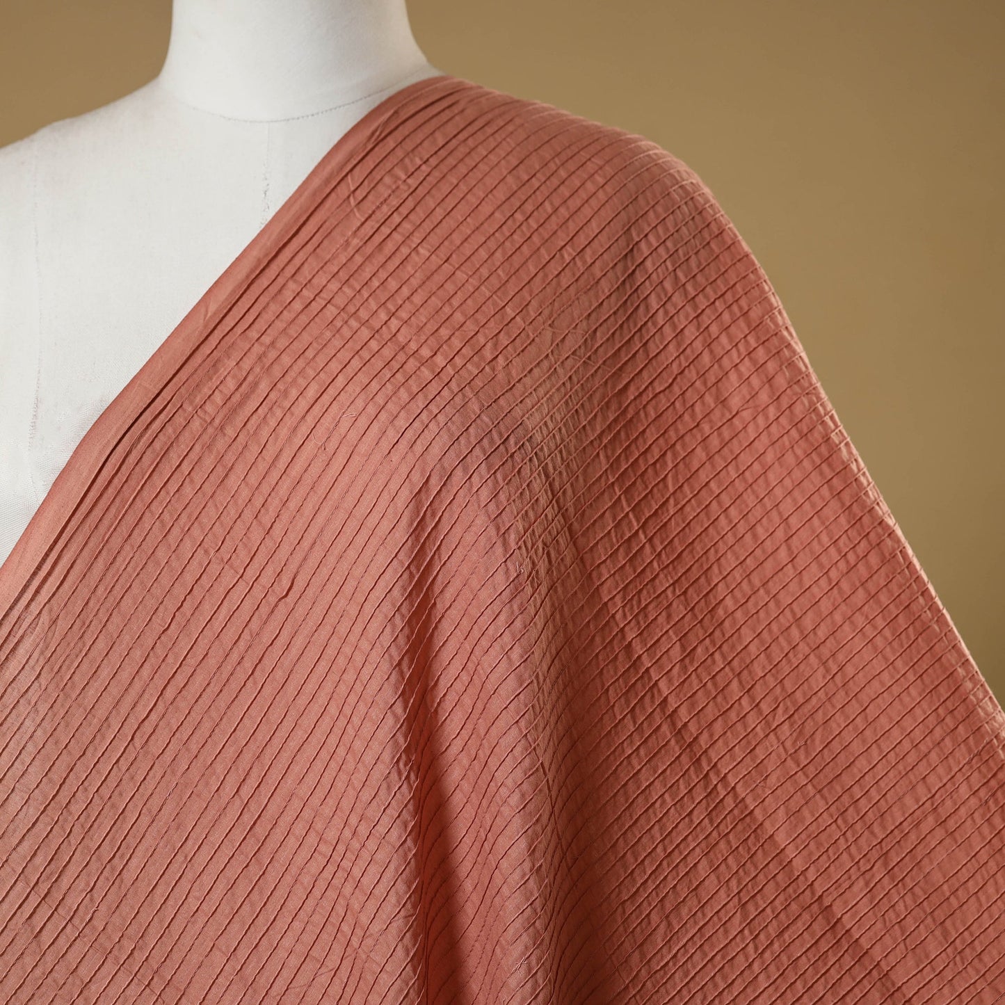 Pink - pintuck plain cotton fabric 03 - handcrafted