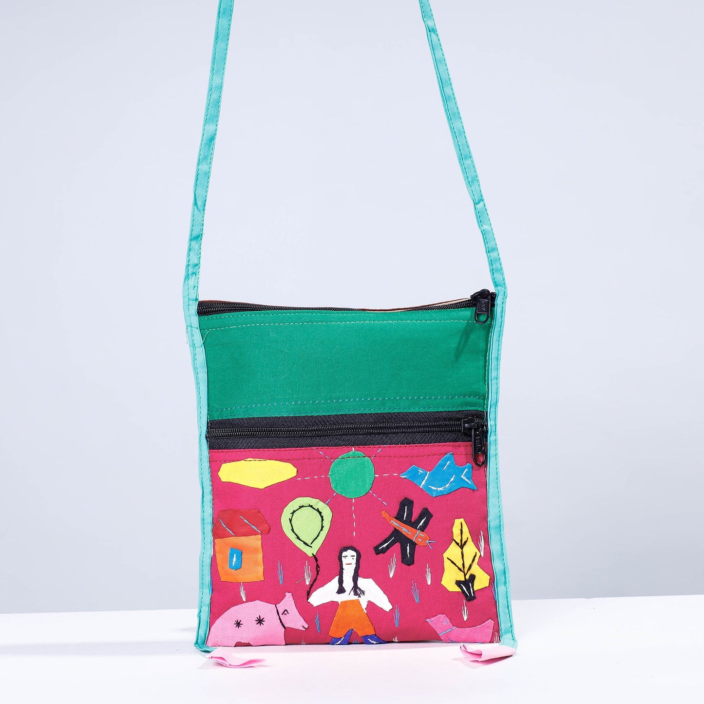  Pipli Applique Work Cotton Sling Bag 