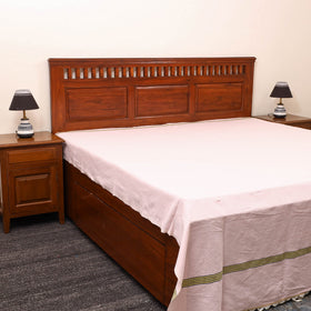 Pink - plain cotton double handloom bed cover (98 x 90 in)