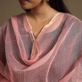  Pink Plain Cotton Kota Doria Dupatta