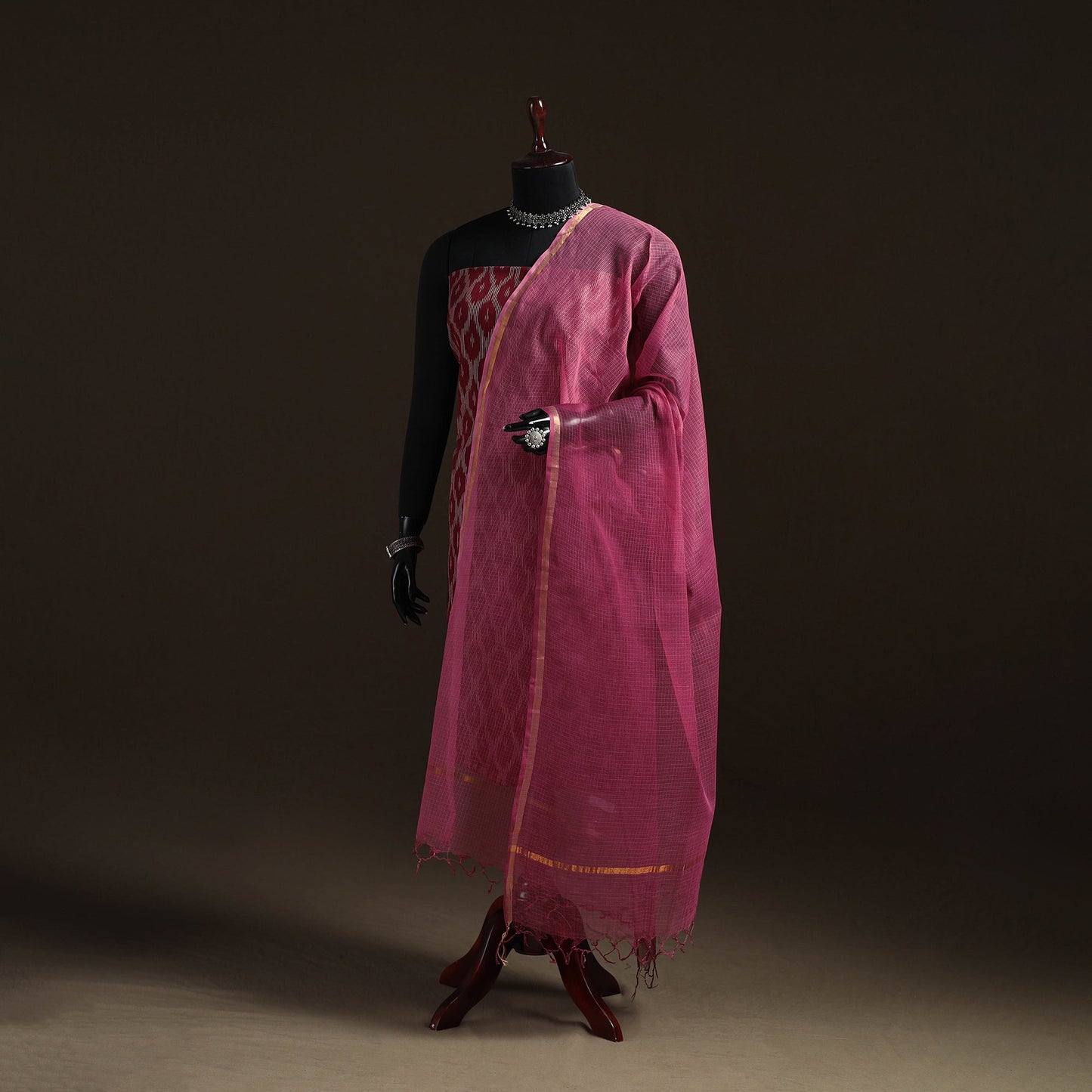Plain cotton kota doria dupatta 13 - handcrafted