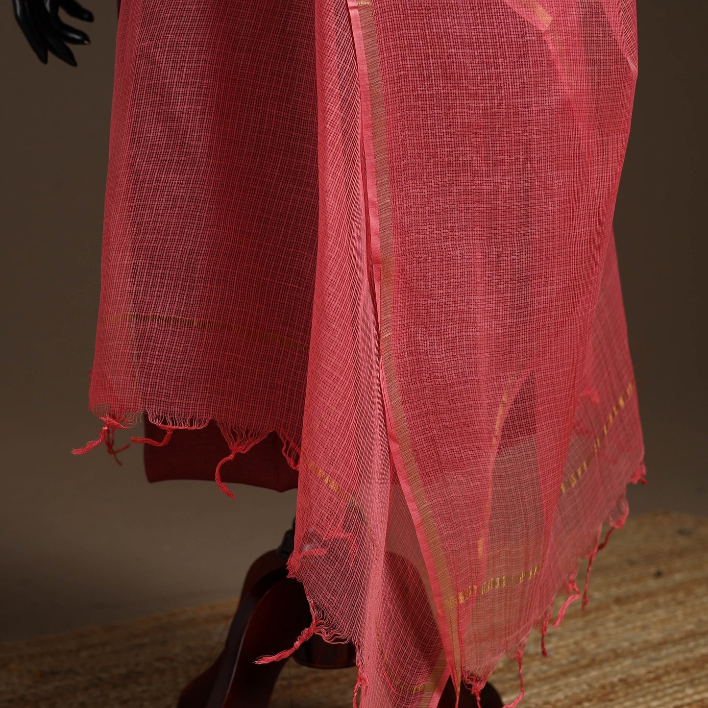 Plain cotton kota doria dupatta 13 - handcrafted