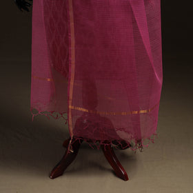 Plain cotton kota doria dupatta 13 - handcrafted