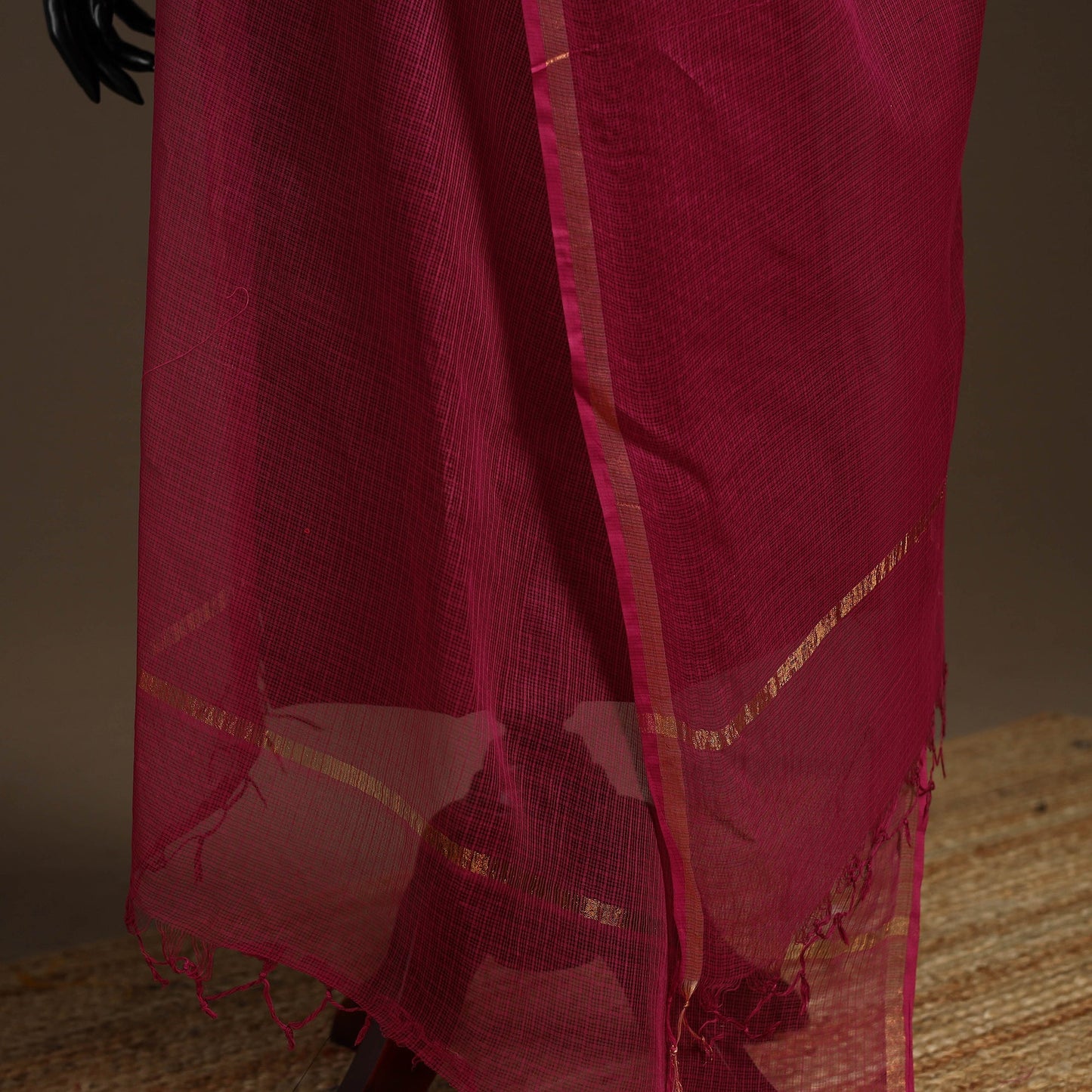 Plain cotton kota doria dupatta 15 - handcrafted