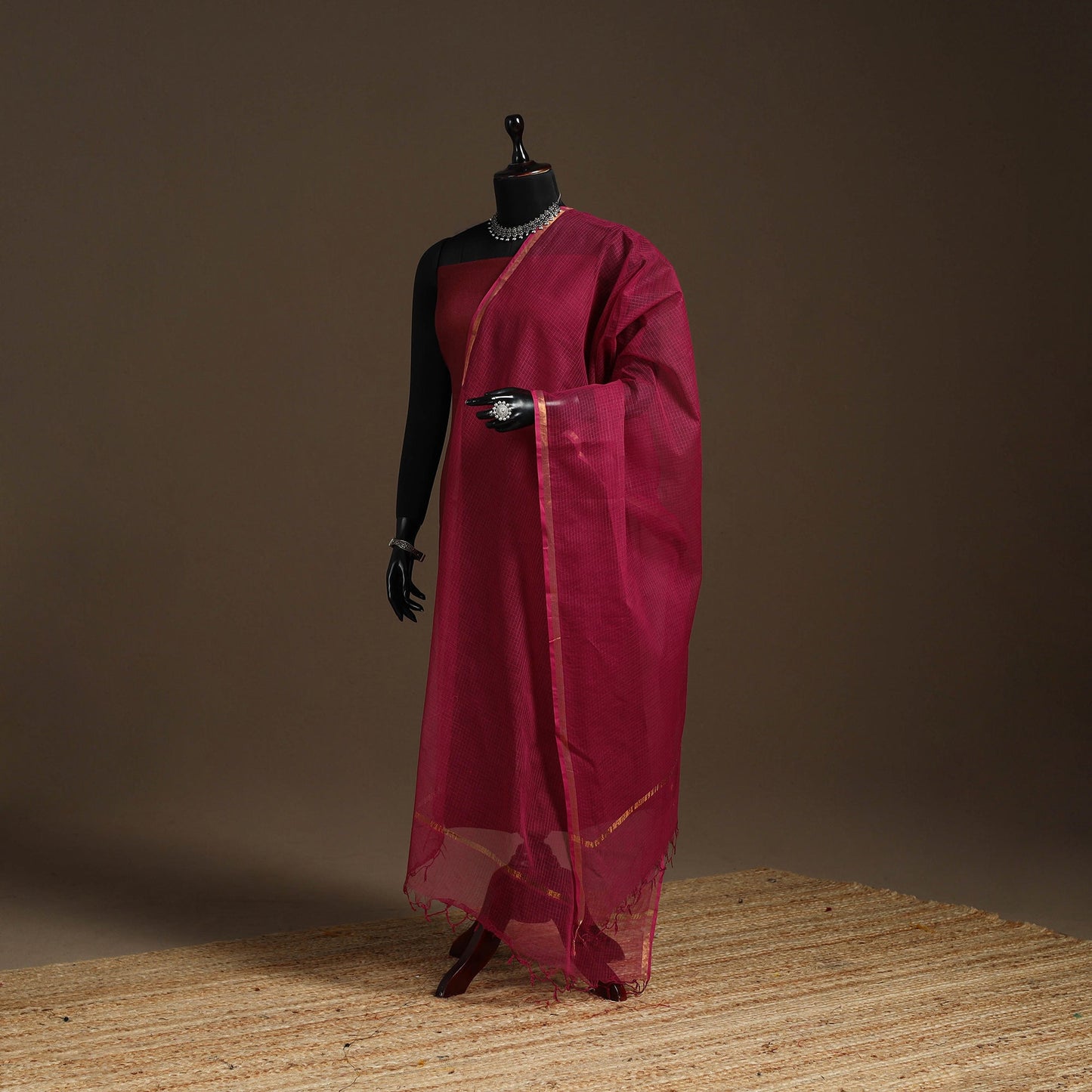 Plain cotton kota doria dupatta 15 - handcrafted