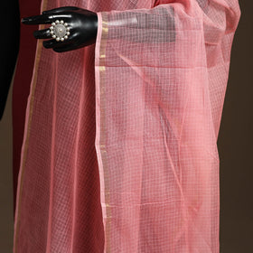 Pink - plain cotton kota doria dupatta 17 - handcrafted
