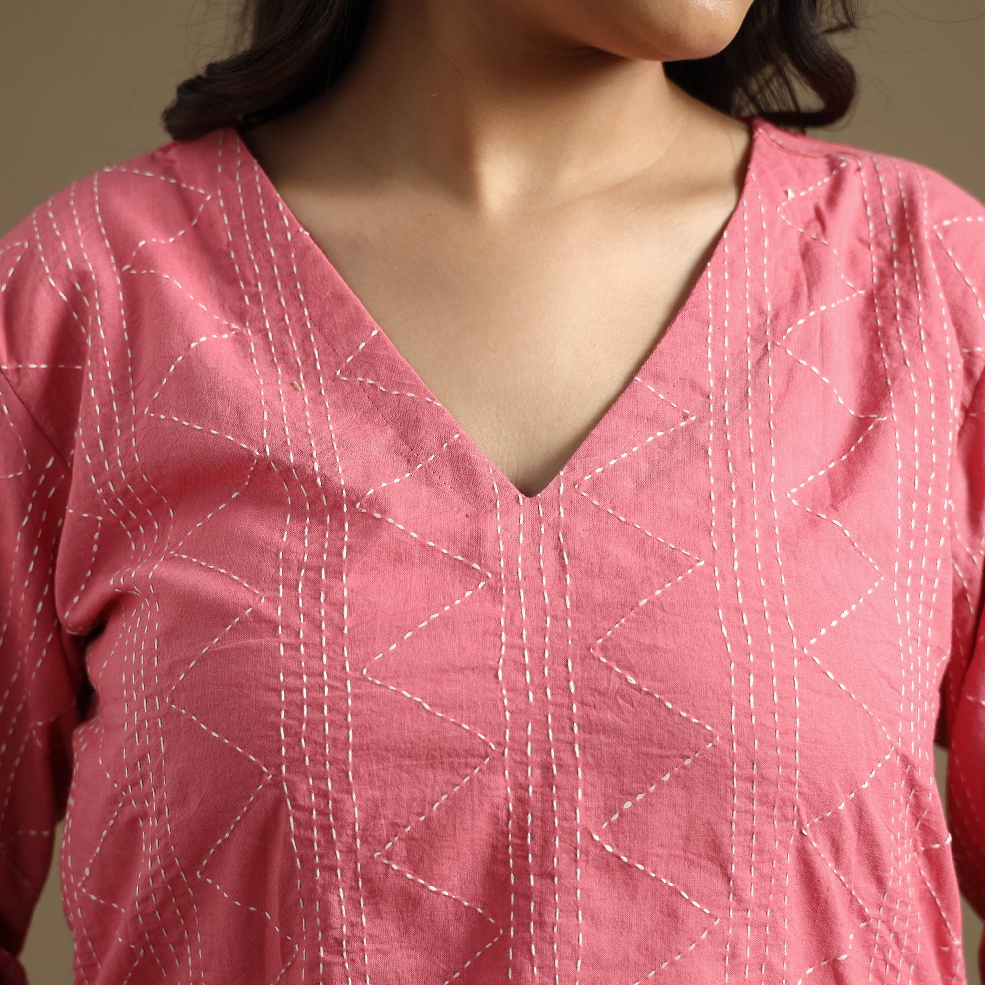 Buy Plain Cotton Tagai Work Long Kurta Online at iTokri.com