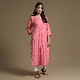 Buy Plain Cotton Tagai Work Long Kurta Online at iTokri.com