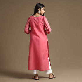 Buy Plain Cotton Tagai Work Long Kurta Online at iTokri.com
