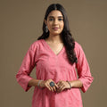 Buy Plain Cotton Tagai Work Long Kurta Online at iTokri.com