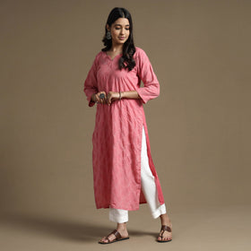Buy Plain Cotton Tagai Work Long Kurta Online at iTokri.com