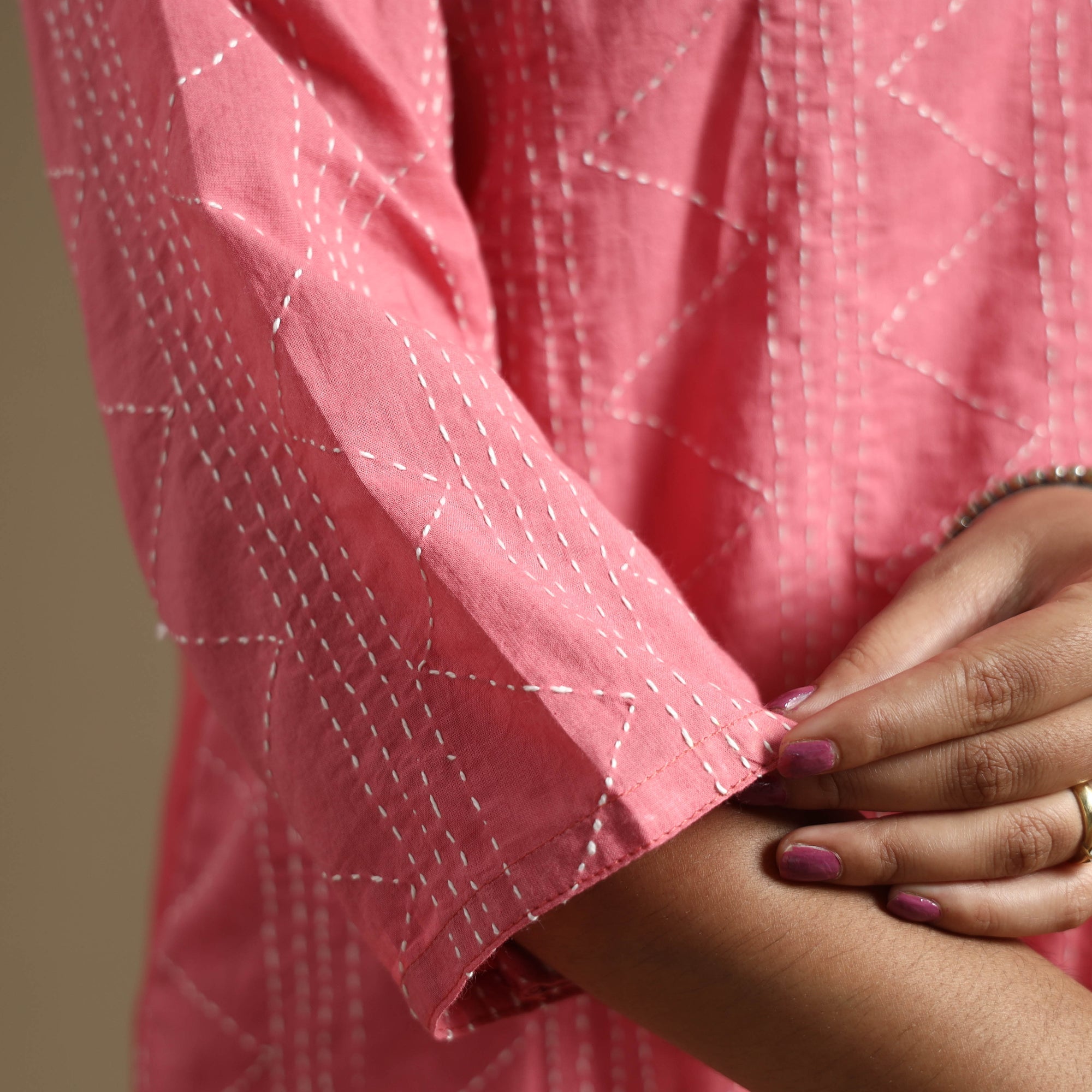 Buy Plain Cotton Tagai Work Long Kurta Online at iTokri.com