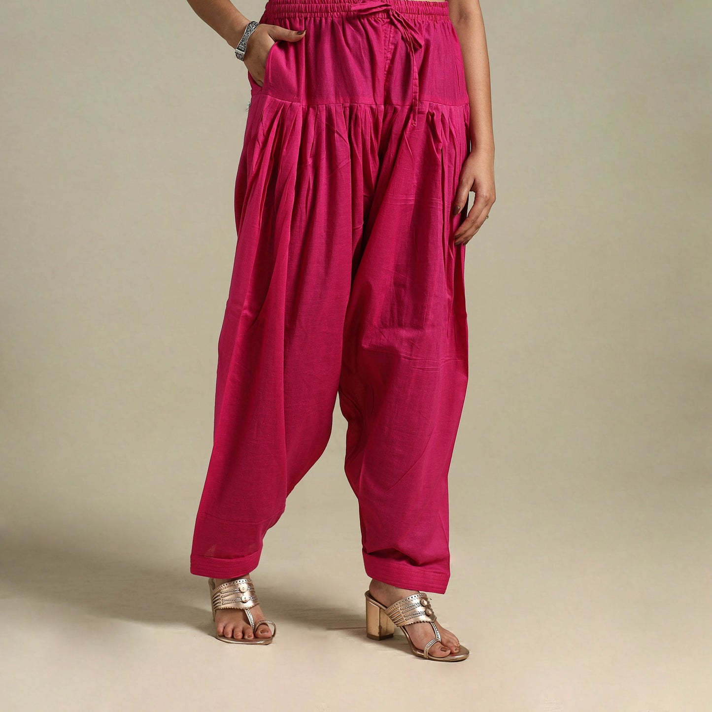 Pink Plain Cotton Women Salwar