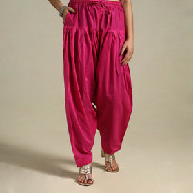 Pink Plain Cotton Women Salwar