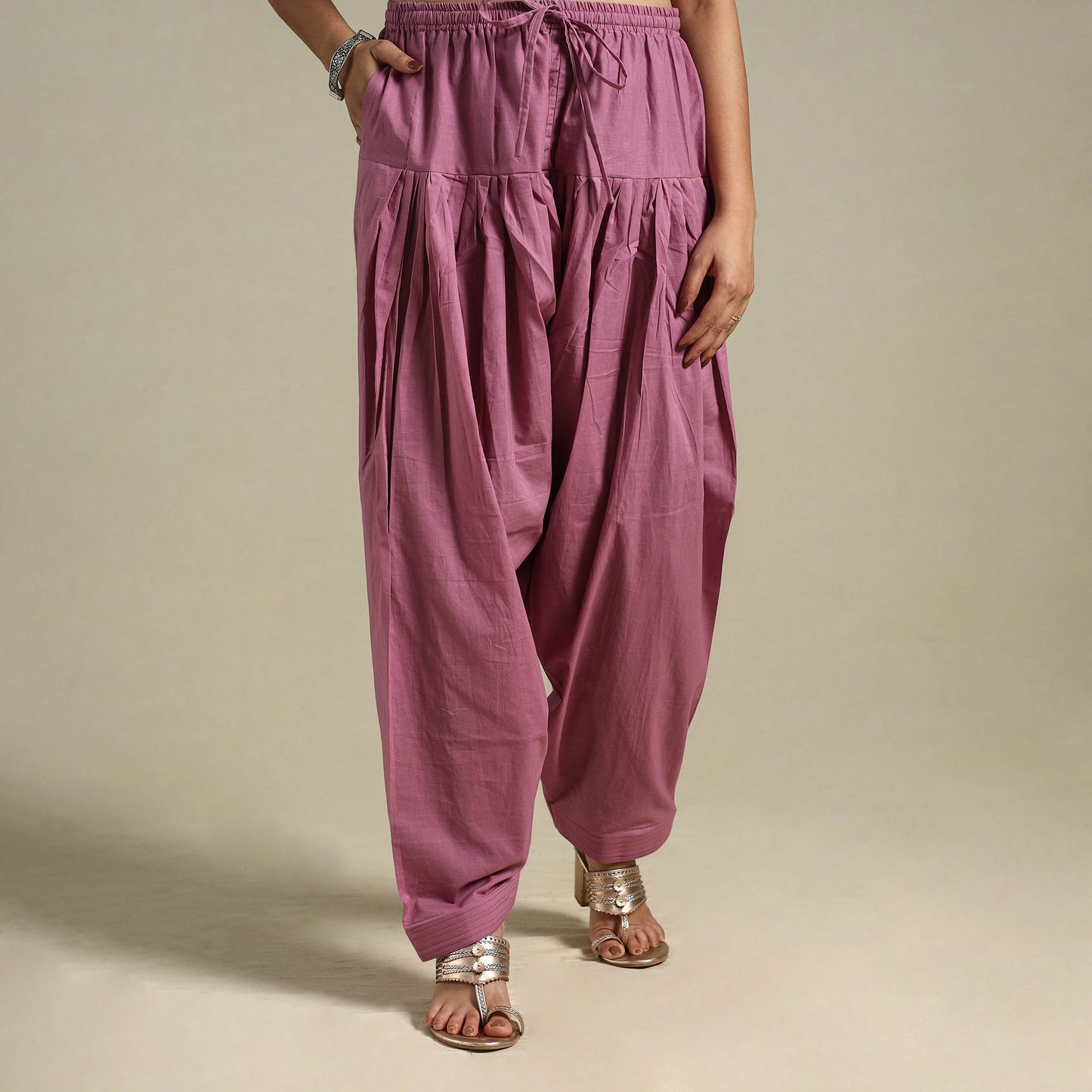 Pink Plain Cotton Women Salwar