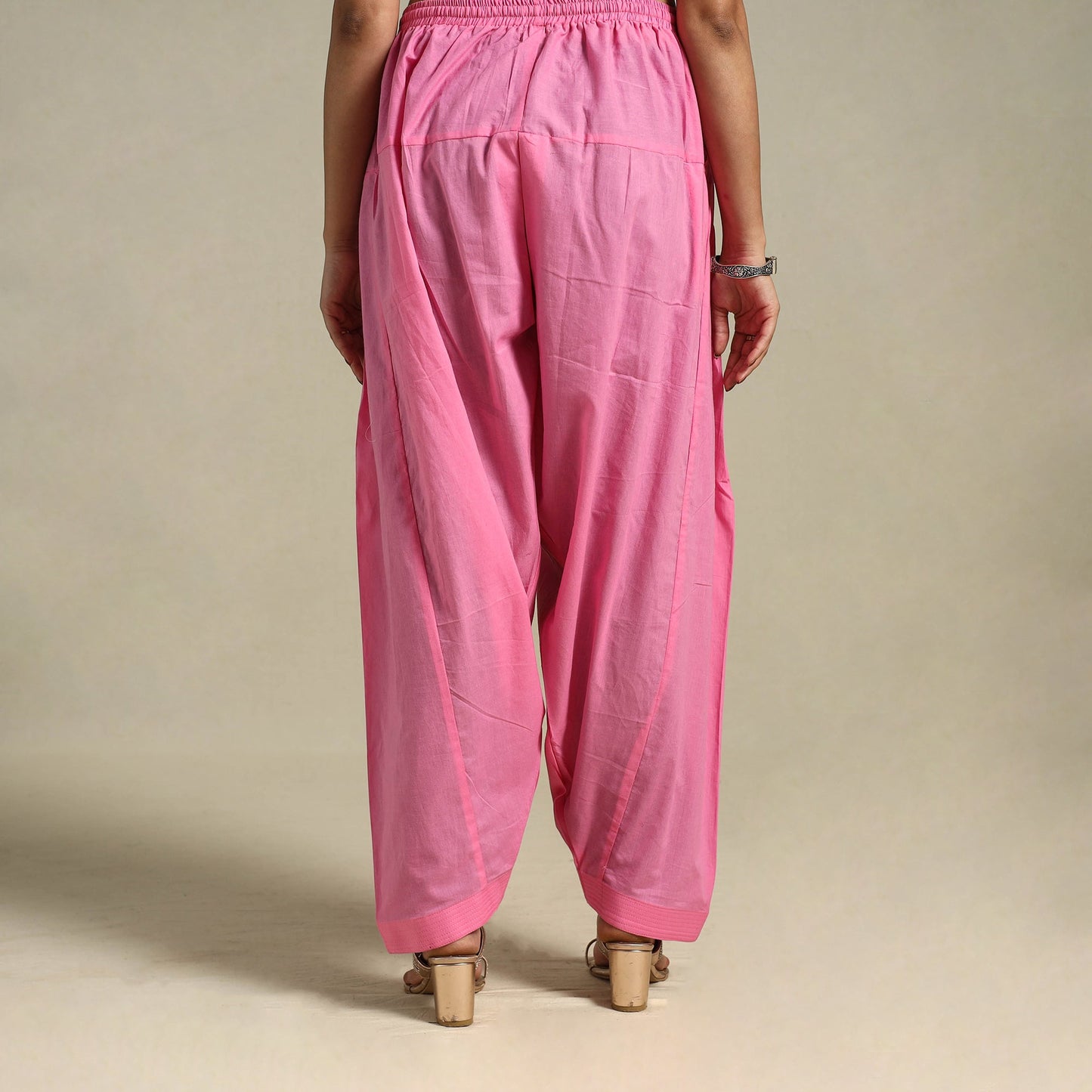 Pink Plain Cotton Women Salwar