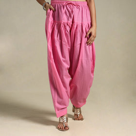 Pink Plain Cotton Women Salwar