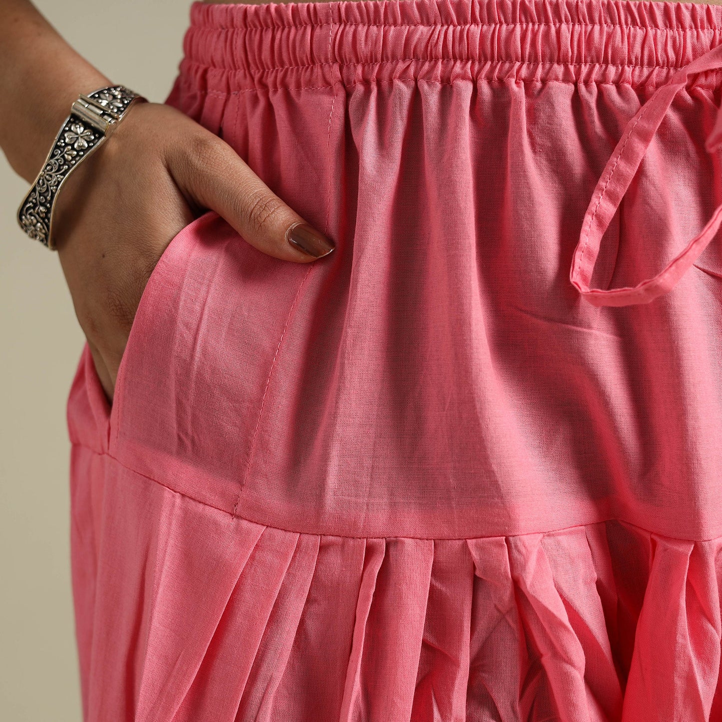 Pink Plain Cotton Women Salwar