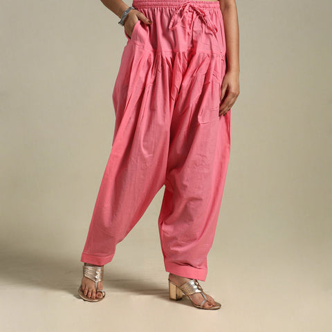 Pink Plain Cotton Women Salwar