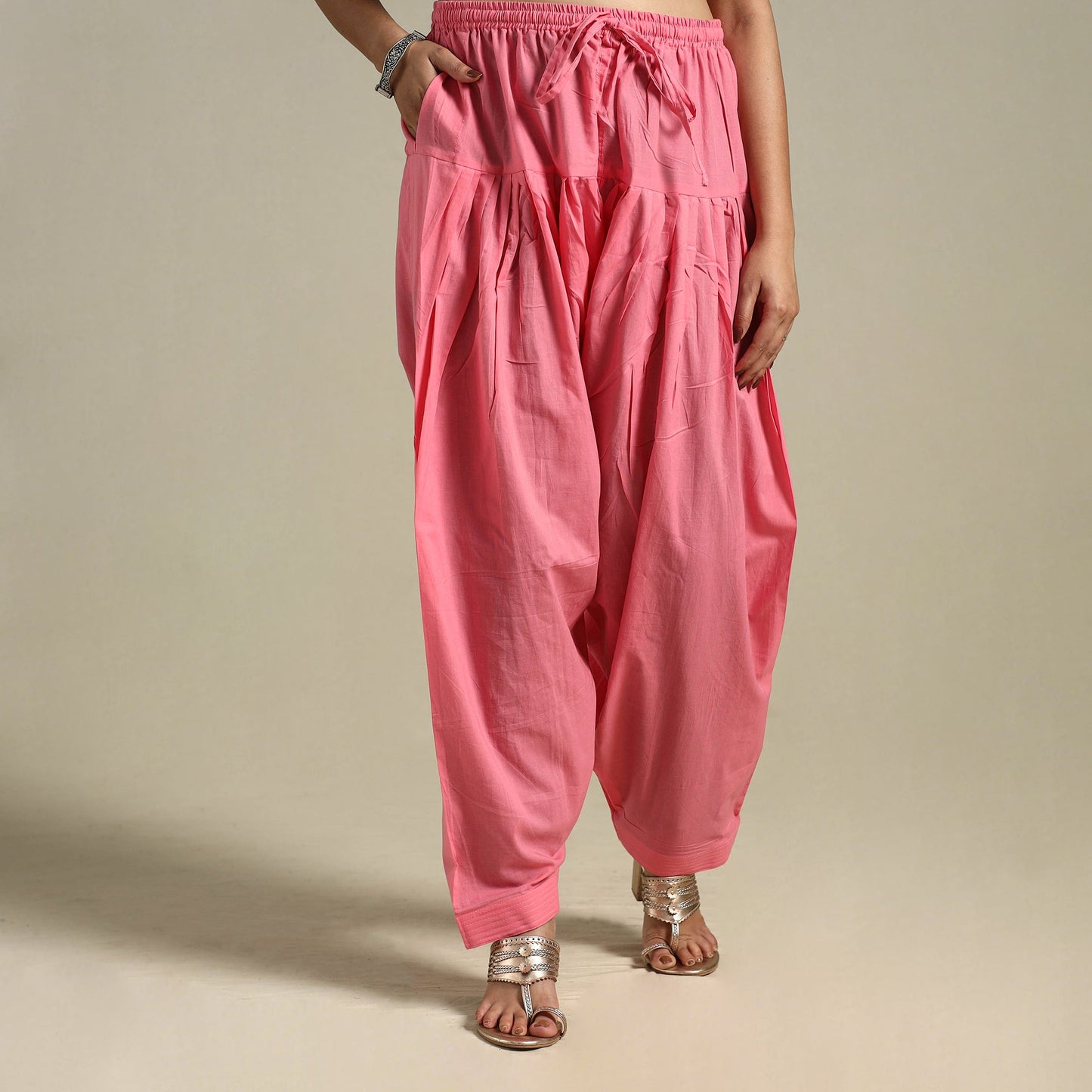 Pink Plain Cotton Women Salwar