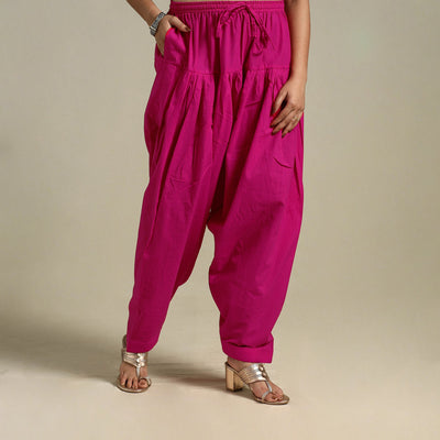 Pink Plain Cotton Women Salwar