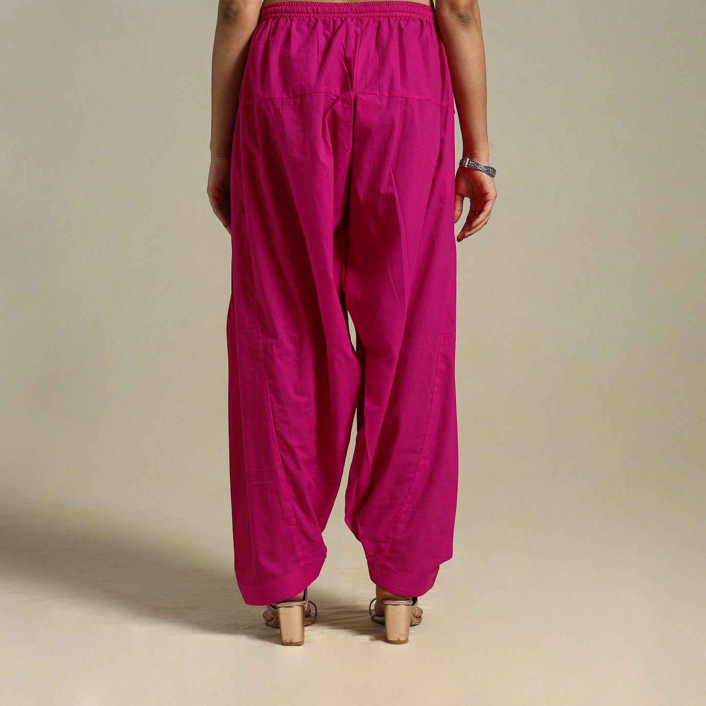 Pink Plain Cotton Women Salwar