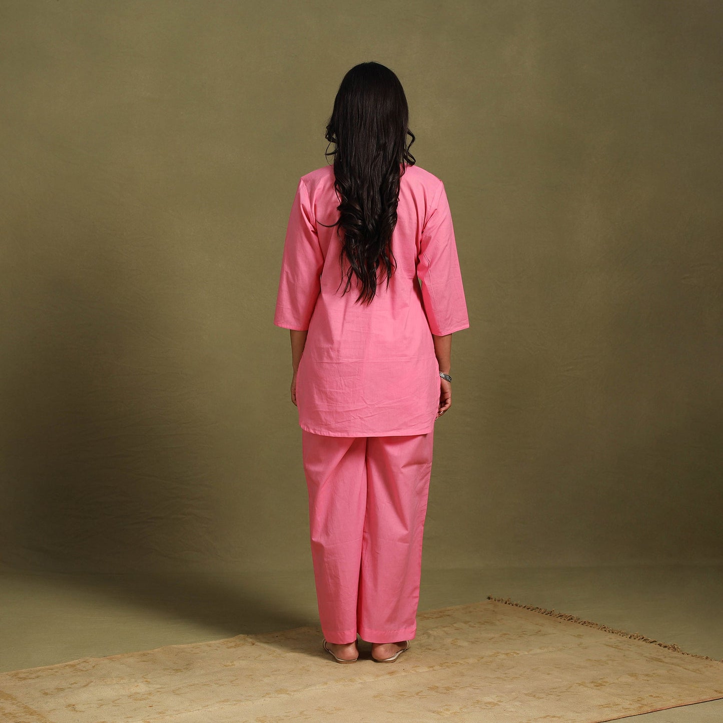 Pink Plain Dyed Cotton Co-Ord Set