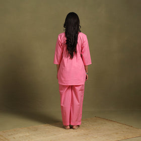 Pink Plain Dyed Cotton Co-Ord Set