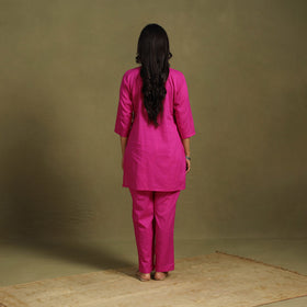 Pink Plain Dyed Cotton Co-Ord Set