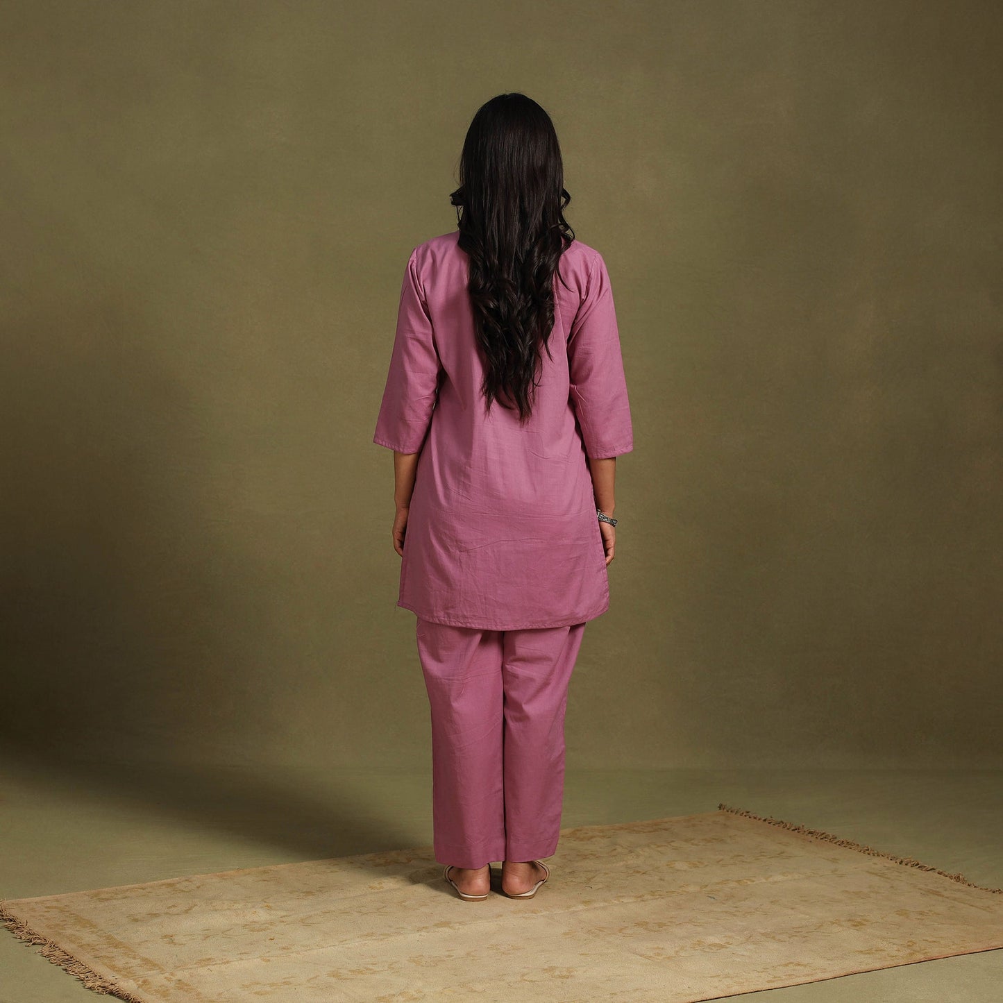 Pink Plain Dyed Cotton Co-Ord Set