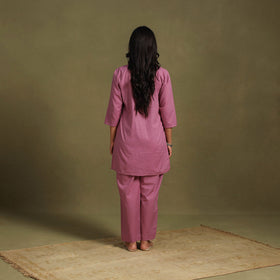 Pink Plain Dyed Cotton Co-Ord Set