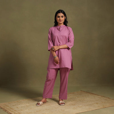 Pink Plain Dyed Cotton Co-Ord Set