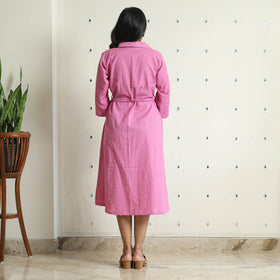  Plain Flex Cotton Collared Neck Buttoned Down Dress 