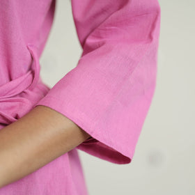  Plain Flex Cotton Collared Neck Buttoned Down Dress 