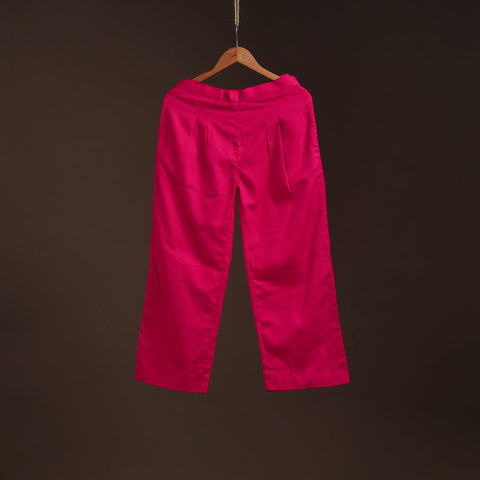 Pink - plain flex cotton elasticated palazzo 09
