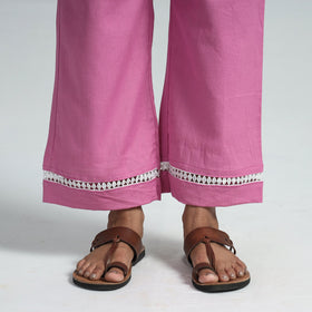 Plain Flex Cotton Elasticated Palazzo with Lace Work 01