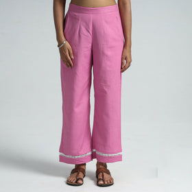 Plain Flex Cotton Elasticated Palazzo with Lace Work 01