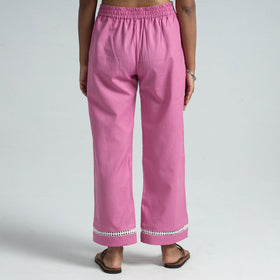 Plain Flex Cotton Elasticated Palazzo with Lace Work 01