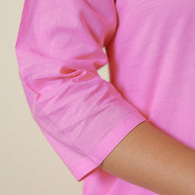  Pink - Plain Flex Cotton A-Line Kurta 04 