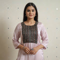 Buy Plain Modal Silk Straight Kurta with Ajrakh Pintuck Patchwork 01 Online at iTokri.com