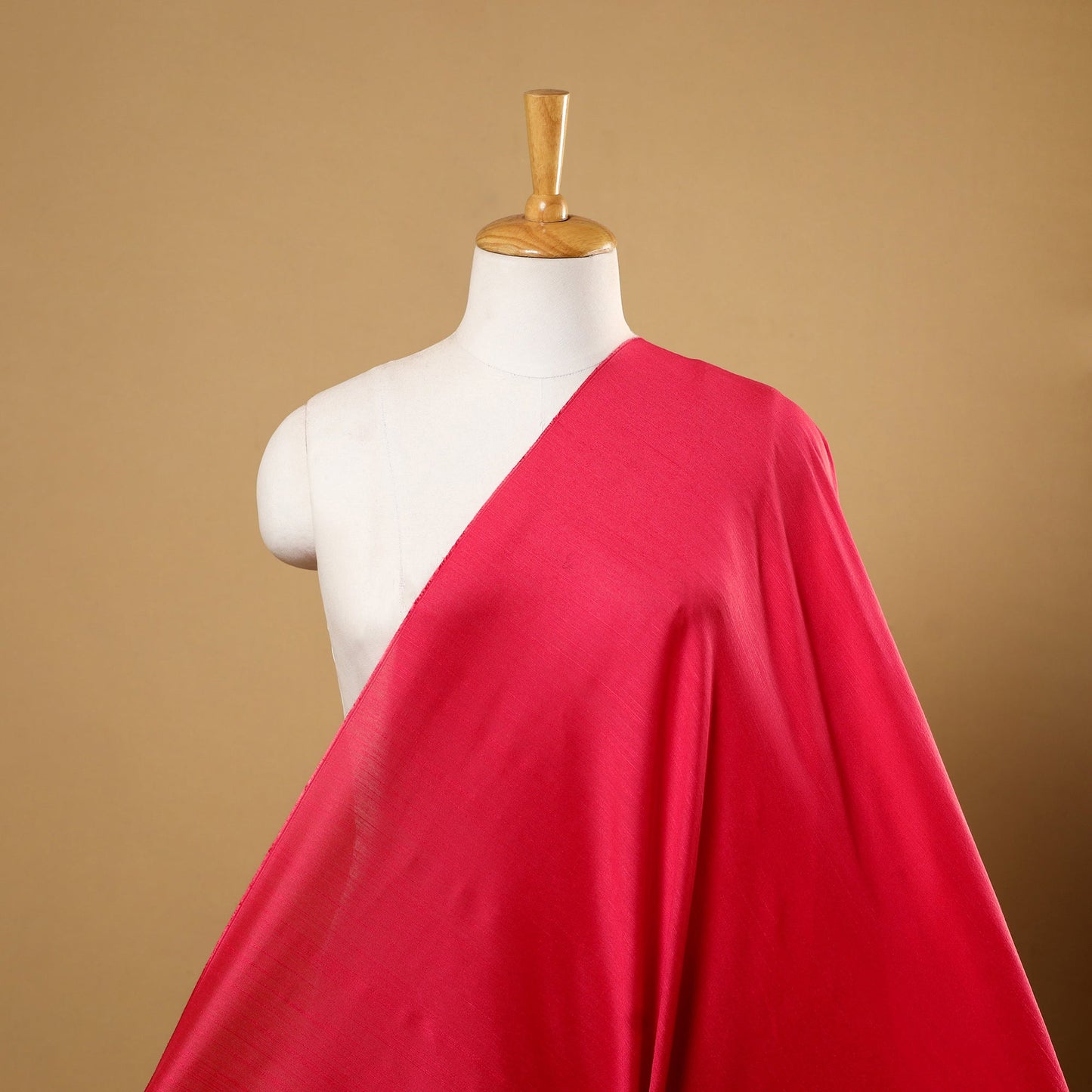 Red Plain Slub Silk Fabric 