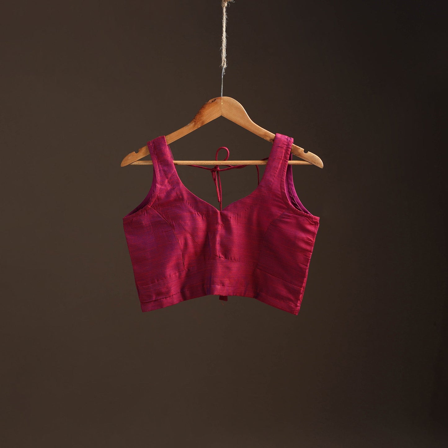 Plain slub silk readymade blouse 01 - handcrafted