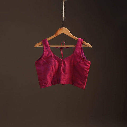 Plain slub silk readymade blouse 01 - handcrafted