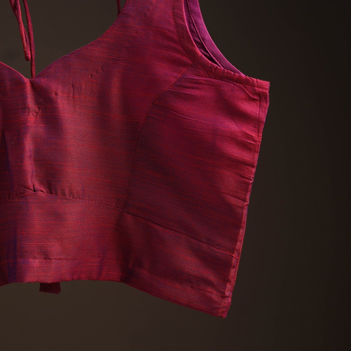 Plain slub silk readymade blouse 01 - handcrafted