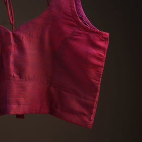 Plain slub silk readymade blouse 01 - handcrafted