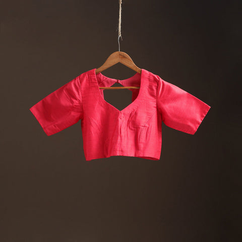 Plain slub silk readymade blouse 10 - handcrafted