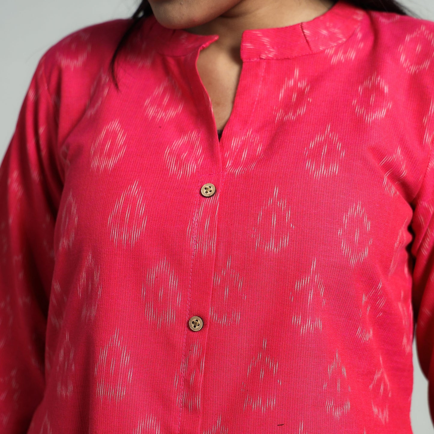 Pink - pochampally double ikat cotton flared dress