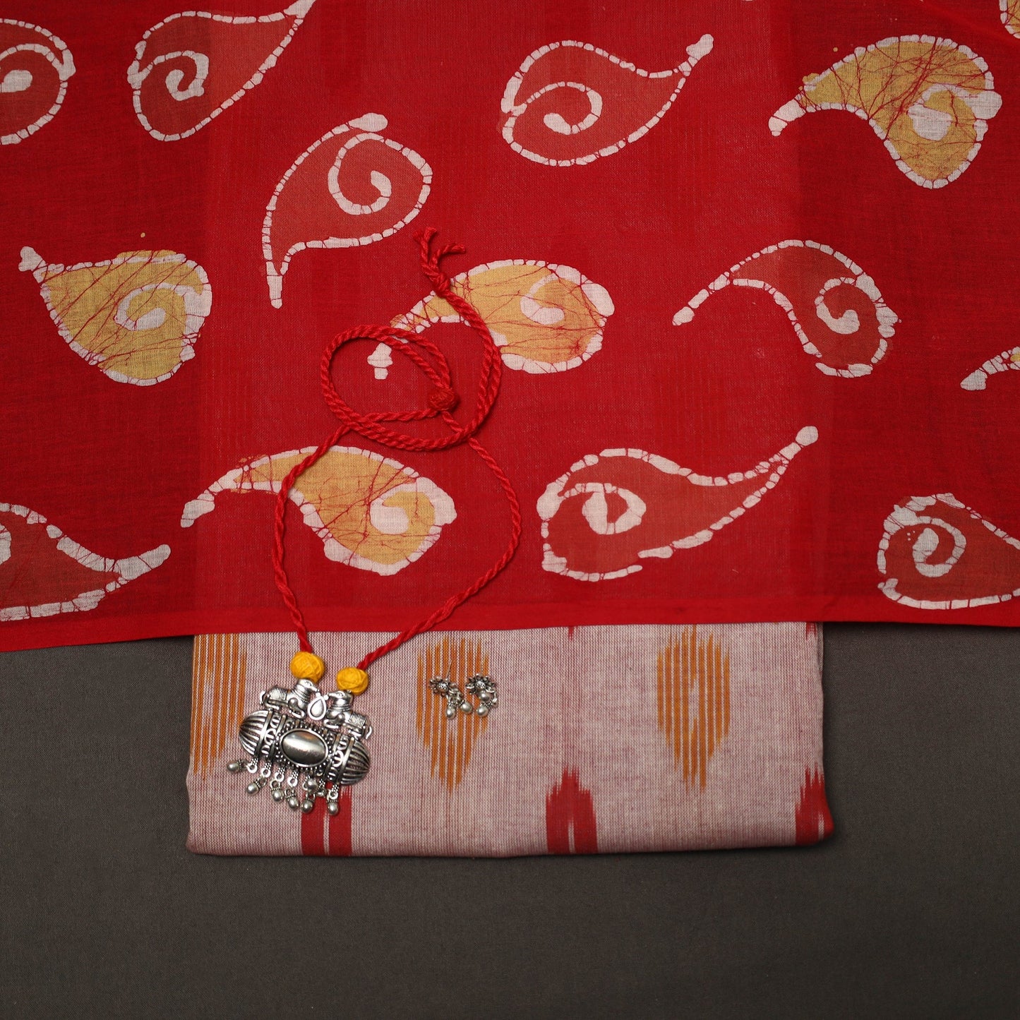 Pochampally ikat cotton 2pc unstitched dress material