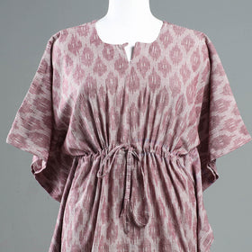 Pink - Pochampally Ikat Cotton Kaftan with Tie-Up Waist (Short)