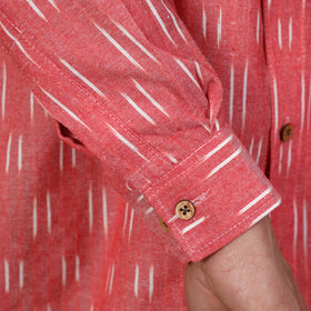 Pink - Pochampally Ikat Cotton Men Full Sleeve Shirt